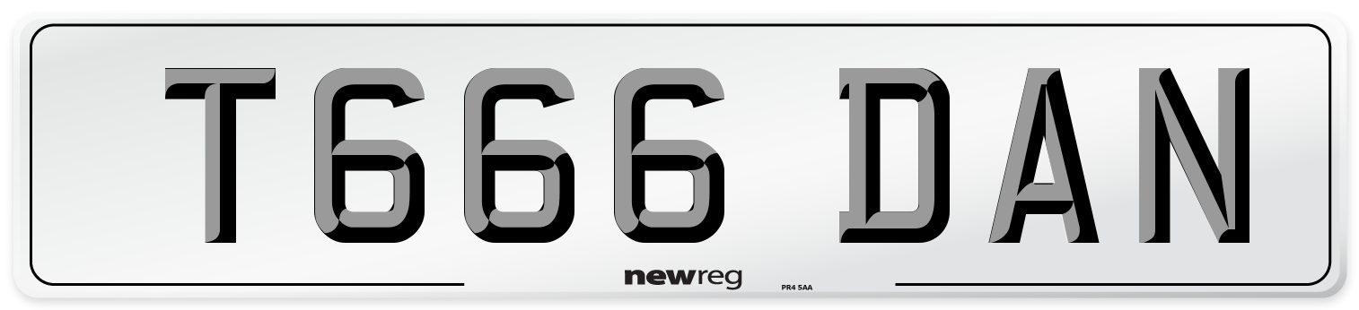 T666 DAN Number Plate from New Reg